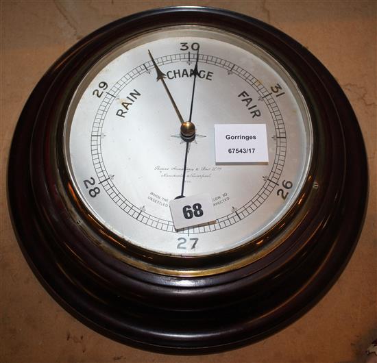 Edwardian mahogany cased aneroid barometer